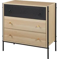 [en.casa] Kommode Tysnes mit 3 Schubladen 80x80x40 cm Eiche/Schwarz