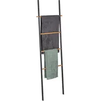Relaxdays Handtuchleiter Holz & Metall Anthrazit/Hellbraun