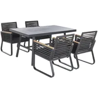 Beliani Beliani, Gartenmöbel schwarz Hellbraun, Metall, 4-Sitzer, Gartenmöbel, Gartenmöbel-Sets