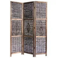 Homestyle4u 1247, Paravent Raumteiler 3 teilig, Holz Weide Geflecht,