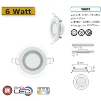 COFI 1453 6W LED Panel Glas Einbaustrahler Ø96x96mm Warmweiß