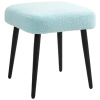 Homcom Fußhocker Sitzhocker Quadratischer Schminkhocker mit Kaschmir-Optik, Stahlbeine, für