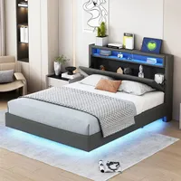 Flieks Polsterbett 140x200cm mit USB, Jugendbett Doppelbett mit LED,