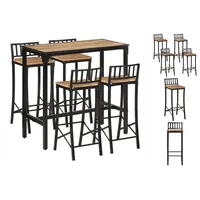 VidaXL 5-tlg. Bar-Set Raues Mangoholz und Metall - Esszimmermöbelset