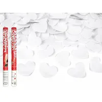 Partydeco Konfettikanone mit Herzen 60 cm Weiß