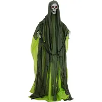Europalms Halloween Figur Skelett mit grünem Umhang, animiert,