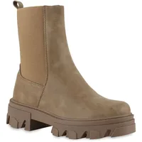 VAN HILL Damen Stiefeletten Plateau Boots Stiefel Profilsohle Schuhe