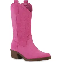 VAN HILL Cowboystiefel in Fuchsia Velours