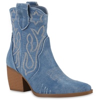 VAN HILL 840977 Cowboy Boots Schuhe blau|bunt 38 EU