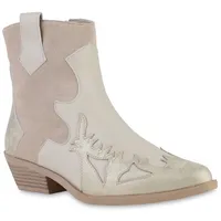 VAN HILL Cowboy Boots in Beige Gold