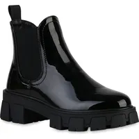 VAN HILL Damen Stiefeletten Plateau Boots Blockabsatz Profilsohle Schuhe