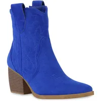 VAN HILL Damen Cowboy Boots Trichterabsatz Stickereien Schuhe 837779