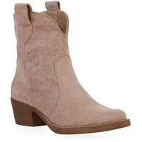 Stiefelparadies Damen Cowboy Boots in Nude Velours,