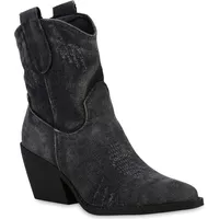 VAN HILL Cowboy Boots in Schwarz Denim