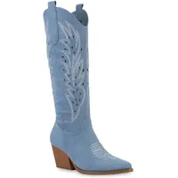 VAN HILL Damen Cowboystiefel Stiefel Stickereien Schuhe 840056, Farbe: