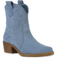 VAN HILL Cowboy Boots in Hellblau Velours - 38