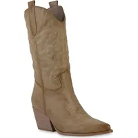 VAN HILL Damen Stiefel Cowboystiefel Schuhe 839969, Farbe: Khaki,