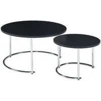 [en.casa] Couchtisch Christchurch 2er Set Schwarz/Chrom