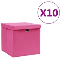 VidaXL Aufbewahrungsboxen mit Deckeln 10 Stk. 28x28x28 cm Rosa