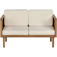 Beliani 2-Sitzer Loungesofa Akazienholz Hellbraun Auflagen Beige Rustikal Modern