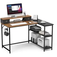 Mondeer Schreibtisch L Form mit Regalen Reversibel, Eckschreibtisch 120x90x90cm,