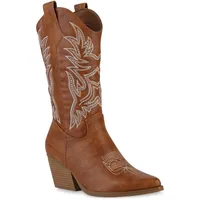VAN HILL Cowboystiefel Ella in Hellbraun - Gr.: 37