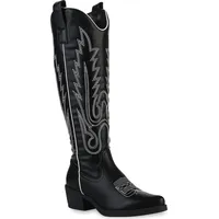 VAN HILL Damen Cowboystiefel in Schwarz