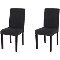 Mendler 2er-Set Esszimmerstuhl Stuhl Küchenstuhl Littau Textil, schwarz, dunkle