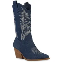 VAN HILL Cowboystiefel in Dunkelblau Denim
