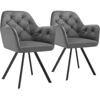Tectake Drehbarer Samt-Armlehnstuhl Lucia, gepolstert 2er Setanthrazit