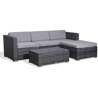 Svita CALIFORNIA Polyrattan Gartenset Balkon-Set Rattan-Lounge Grau