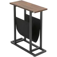 Homcom Beistelltisch mit Stofftasche, Couchtisch, Sofatisch mit Stahlrahmen, Nachttisch,