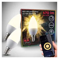 B.K.Licht LED Smart Leuchtmittel WiFi Lampe dimmbar Birne E14