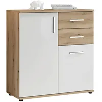 HBZ Kommode Weiß, Eiche, rustica), B:80cm H:84cm T:35cm, Holzwerkstoff,