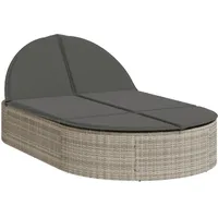 VidaXL Doppel-Sonnenliege mit Kissen Hellgrau Poly Rattan