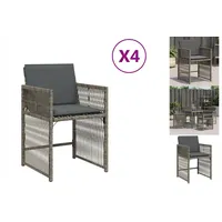 VidaXL Gartenstühle mit Kissen 4 Stk. Grau Poly Rattan