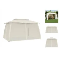 VidaXL Pavillon mit Doppeldach & Netzwänden Creme 3,93x2,93 m