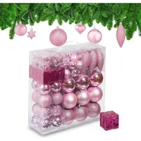 Relaxdays Weihnachtskugeln 110er Set, Kunststoff, Weihnachtsbaumdeko mit Kugeln &