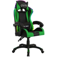 VidaXL Gaming-Stuhl mit RGB LED-Leuchten Grün und Schwarz Kunstleder
