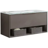 Fackelmann Waschtisch-Set B.Paris Glasbecken 90,5 cm Cubanit Grau