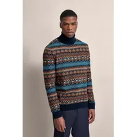Bugatti Rollkragenpullover mit Multicolor-Muster braun