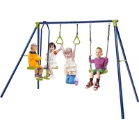 Costway 3-in-1-Kinderschaukel mit Schaukel, Wippe und Turnringe Schaukelgestell,