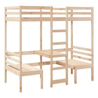 VidaXL Hochbett mit Schreibtisch & Stühlen 90x200 cm Massivholz