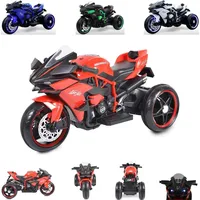 Moni Kinder Elektromotorrad Ninja, drei Kunststoffräder, LED-Beleuchtung, Mp3 rot