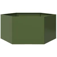 VidaXL Pflanzkübel Olivgrün Sechseckig 104x90x45 Stahl