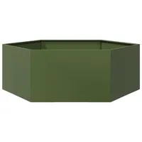 VidaXL Pflanzkübel Olivgrün Sechseckig 138x120x45 Stahl