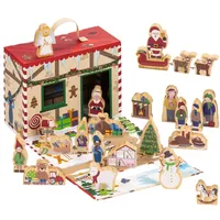 YoaMo Wichtelwerkstatt Spielkoffer mit Holzfiguren in Aufbewahrungs-Koffer 26-teilig (1