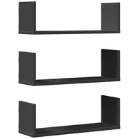 VidaXL Wandregale 3 Stk. Schwarz 58x18x18 cm Holzwerkstoff