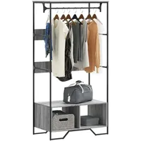 VidaXL Kleiderständer Grau Sonoma 90x50x180 cm Holzwerkstoff