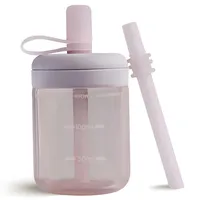 Moonkie Trinklernbecher, Trinkflasche mit Strohhalm, Silikon Trinkbecher für Baby